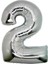 Gümüş Folyo Balon 16" Inç 40 cm 2 Rakamı 1
