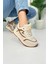 Günlük Kadın Sneaker Bağcıklı Tırtıklı Kalın Tabanlı Yürüyüş Spor Ayakkabı 4077 4