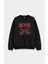 Ac Dc Müzik Grubu Baskılı bisiklet Yaka Kapşonsuz Oversize Sweatshirt 1