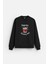 Negroni Kokteyl Baskılı Bisiklet Yaka Kapşonsuz Pamuklu Oversize Siyah Sweatshirt 1