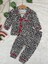 Leopar Desenli Düğmeli Kız Bebek/çocuk Pijama Ikili Takım 1