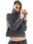 Kadın/kapüşonlu /uzun Kol /yıkama Efektli /ön Aplike Nakışlı /crop Sweatshirt 2
