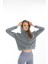 Kadın/kapüşonlu /uzun Kol /yıkama Efektli /ön Aplike Nakışlı /crop Sweatshirt 2