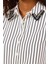 Kadın Boncuk Detaylı Çizgili Gömlek - Ekru 3