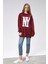 Fancy Kadın Bisiklet Yaka Ny Baskılı Regular Sweatshirt Bordo 2