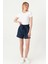 Kadın Mavi Kemerli Mini Denim Şort 1