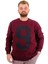 Mode Xl Büyük Beden Erkek Sweatshirt 3 Iplik Şardonlu Baskılı Nıne U24528 Mürdüm 1
