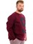 Mode Xl Büyük Beden Erkek Sweatshirt 3 Iplik Şardonlu Baskılı Nıne U24528 Mürdüm 3