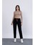 Kot Gabardin Kemerli ve Beli Lastikli Dar Paça Pantolon 30164 3