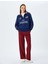 Yarım Fermuarlı Kolej Baskılı Biyeli Oversize Sweatshirt 2