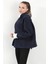 Kadın Stoperli Triko Detaylı Kapüşonlu Sweatshirt Lacivert - 5086 2