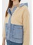 Kadın Kapüşonlu Denim Detaylı Peluş Ceket 2