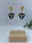 Lacivert, Gold, Üçgen, Miyuki Küpe, Marine, Handmade, 1