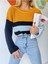 Kadın Renkli Çizgli Balon Kol Triko 1