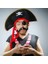 Yetişkin Boy Kadife Kaptan Jack Sparrow Korsan Şapkası ve Plastik Korsan Göz Maskesi 2