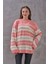 Kadın Pembe Çizgi Detaylı Yumoş Kışlık Oversize Triko 1