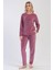 Kadın Kadife Uzun Kol Pembe Pijama Takım C0T8N0O304 1