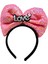 LED Işıklı 3 Farklı Fonksiyonda Yanan Gümüş Love Yazılı Fuşya Pembe Fiyonk Taç 20 x 17 cm (4886) 2