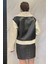 Kadın Çıtçıt Detaylı Peluş Garnili Suni Deri Mont P-00014694 4