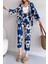 Kadın Mavi Desenli Kimono Alt Üst Takım 1