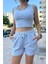 Kadın Beli Lastikli Şort Crop Alt Üst Ikili Takım 1
