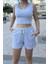 Kadın Beli Lastikli Şort Crop Alt Üst Ikili Takım 2