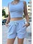 Kadın Beli Lastikli Şort Crop Alt Üst Ikili Takım 3