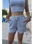 Kadın Beli Lastikli Şort Crop Alt Üst Ikili Takım 4
