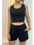 Kadın Beli Lastikli Şort Crop Alt Üst Ikili Takım 3