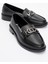 Kaydırmaz Taşlı Tokalı Kadın Loafer Ayakkabı SİYAH CİLT 6
