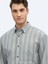 Gri Çizgili Oversize Fit Dokuma Casual Pamuk Karışımlı Gömlek 4