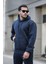 Unisex Basic Relax Fit Lacivert Hoodie Sweatshirt 3
