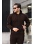 Unisex Basic Relax Fit Kahverengi Hoodie Sweatshirt 1