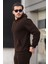 Unisex Basic Relax Fit Kahverengi Hoodie Sweatshirt 2