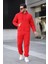 Unisex Basic Relax Fit Kırmızı Eşofman Takımı 1