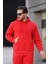Unisex Basic Relax Fit Kırmızı Hoodie Sweatshirt 1