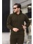 Unisex Basic Relax Fit Haki Hoodie Sweatshirt 1