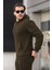 Unisex Basic Relax Fit Haki Hoodie Sweatshirt 2