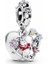 Charm Disney Winnie The Pooh ve Piglet 925 Ayar Gümüş 5 mm Kalp Temalı 1