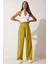 Kadın Beli Cırt Cırtlı Pileli Bol Paça Palazzo Pantolon Wide Leg 1