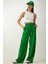Kadın Beli Cırt Cırtlı Pileli Bol Paça Palazzo Pantolon Wide Leg 3