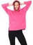 Kapüşonlu Yanları Yırtmaçlı Pembe Renk Kadın Sweatshirt (PCST073) 1