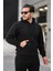 Unisex Basic Relax Fit Siyah Hoodie Sweatshirt 1