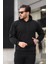 Unisex Basic Relax Fit Siyah Hoodie Sweatshirt 2