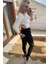 Beyaz Arka Halka Detay Crop Bluz 2