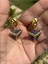Lacivert, Gold, Üçgen, Miyuki Küpe, Marine, Handmade, 3