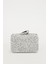 Mini Gümüş Beyaz Kare Taşlı Abiye El Çantası 4