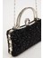 Mini Siyah Taş İşleme Saplı Abiye El Çantası 3