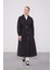 Siyah Kolu Lastik Detay Trençkot 1