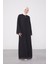 Siyah Sim Şeritli Fermuarlı Ferace 1